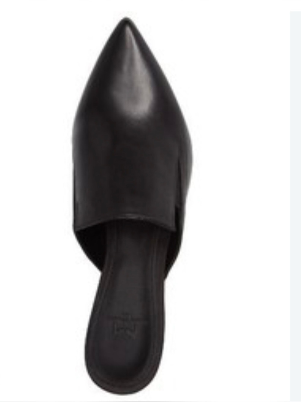 Marc Fisher Black Pointed Leather Slip-On Mule